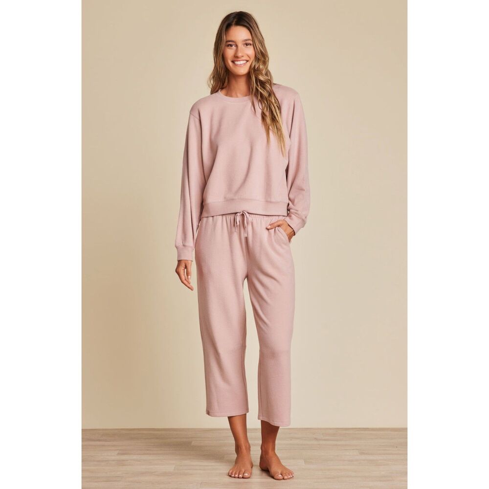 Barefoot Dreams Malibu Collection Brushed Fleece Pant Teaberry Pink Medium